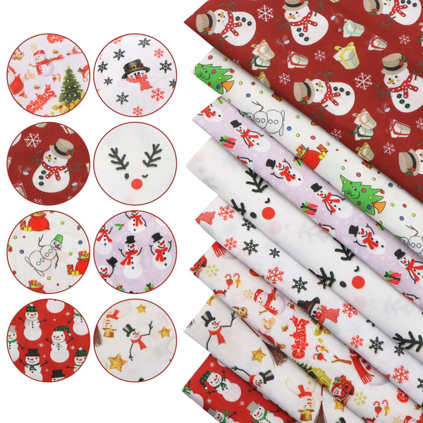 1pc Christmas Series Santa Claus Dnowman Pattern Quilting Fabric-17.7x19.68inch(45x50cm) Polyester Cotton Craft Fabrics DIY Handmade Projects Doll Clothes Fabric Precut For Patchwork Craft(108gsm)