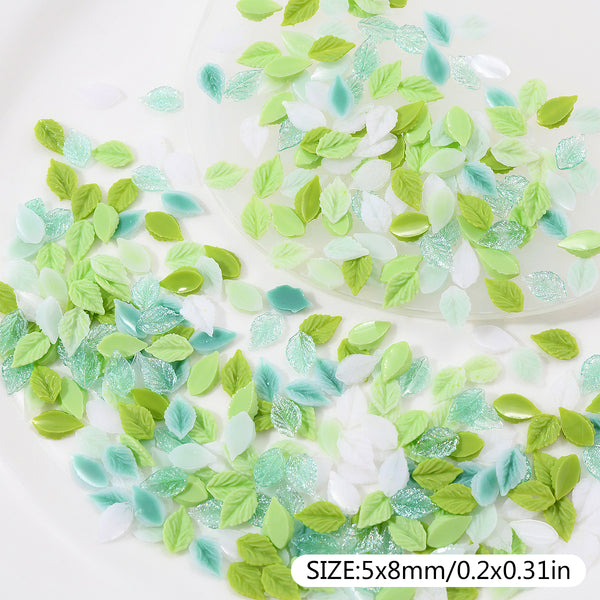 100Pcs Powder And Transparent Leaf Mini 3D Resin For Crafts Flatback Skeleton Shape Stones for DIY Nail Decoration Colors and Designs