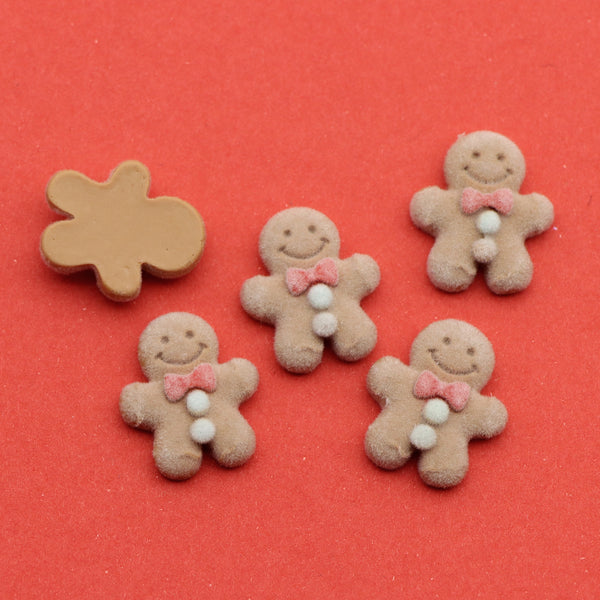 5pcs Festive Velvet Gingerbread  Man Resin Charms High quality and exquisite - Perfect for DIY Jewelry, Keychains & Crafts | Ideal Christmas Decorations & Gifts