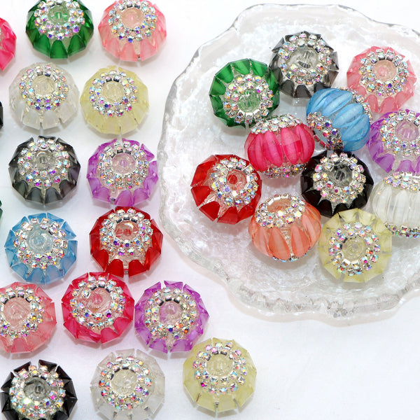 1Pc Faux Rhinestone Acrylic Beads Lantern Shaped Solid Color Loose Spacer Beads with Hole for Jewelry Making DIY Bracelet Necklace Chain Earrings Charm Bangle Decors Craft Pen Supplies