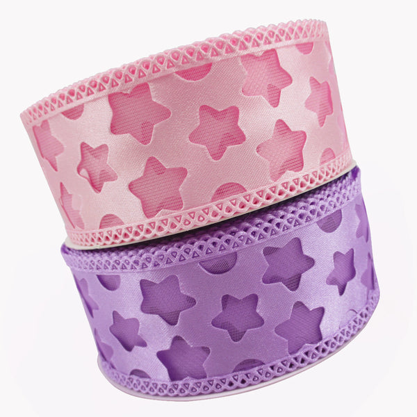 1 Roll 5 Yards 1.57inch/40mm Star Hollow Cut Out Purple Pink Ribbon For Clothing Trim Accessories DIY Scrapbooking Gift Wrapping Sewing Birthday Party Home Decor