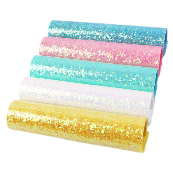 A5 chunky glitter Faux Synthetic Leather Set 5piece/set 5.9*8.26inch Fabric Sheets For DIY Bows Leather Crafts Handmade Material