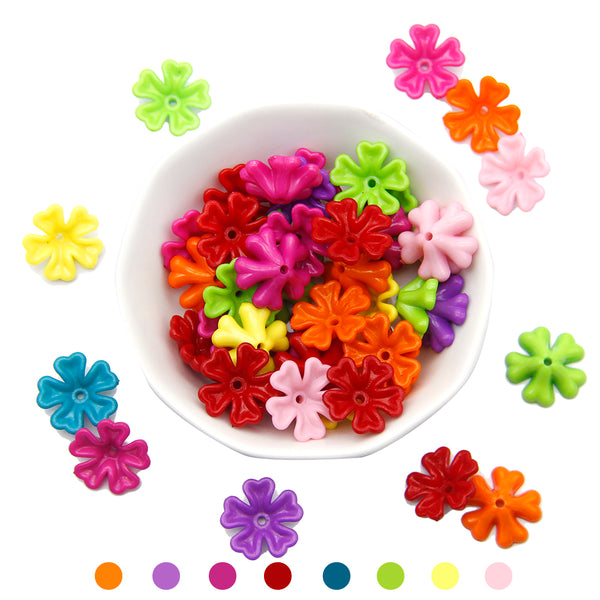 20g/pack about 45 pieces  flower Spacer shape beads 3d Planar Resin  beads Acrylic Colored Beads Random color mixing For DIY Bracelet Necklace Jewelry Making Material