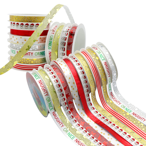 12 rolls/set,3m/roll，0.39in/10mm Christmas Ribbon For Wreaths Gift Wrapping Party Decoration DIY Hair Bows Crafts Headwear Hair Accessories Garment Decor