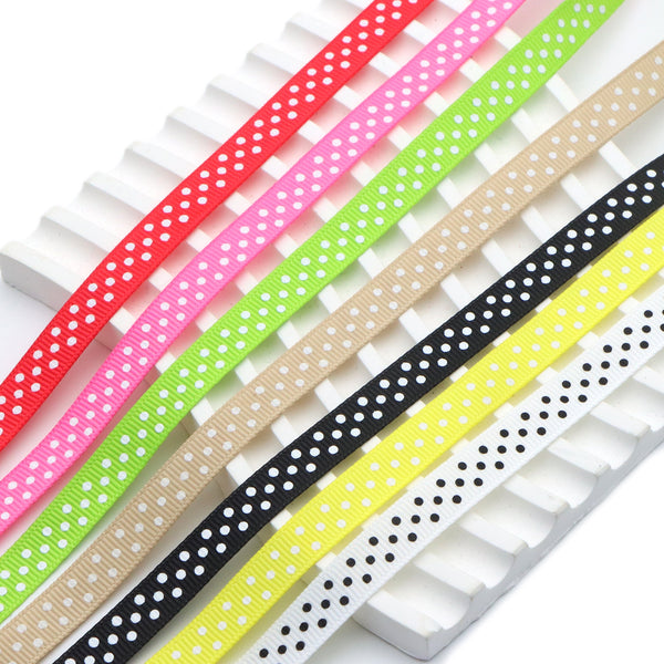 5yards, 9mm Polka Dot Fabric Ribbons for Crafts, Gift Wrapping, Room and Home Scene Decoration, Birthday Party Supplies and Holidays Accessories