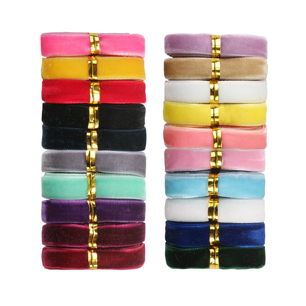 20 Rolls, 0.35Inch/9mm X 1 Yard/roll Solid Color Velvet Ribbon For Gift Wrapping DIY Hair Bowknot Christmas Wedding Party Decorations Jewelry Making Package Display Supplies