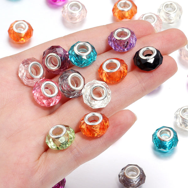 20PCS Plain Transparent Sectioned Large Hole  Beads For Jewelry Making DIY Fashion Bracelet Key Bag Chain Handmade Crafts Supplies