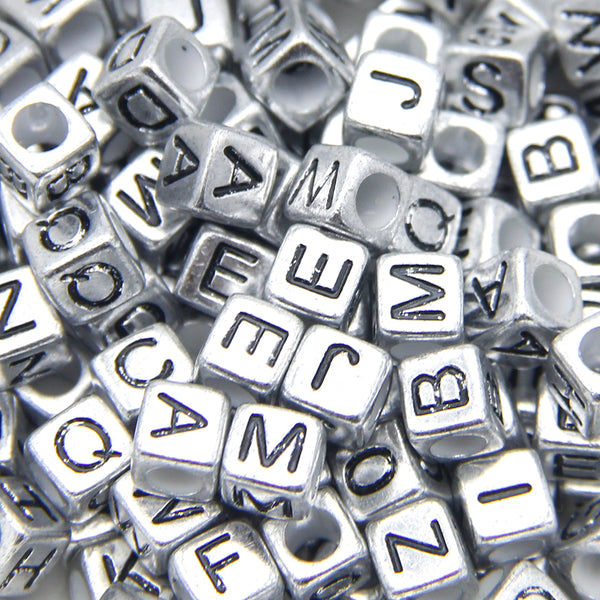 20g/pack about 140pieces Acrylic Letter Imitation silverly  Beads letter beads with holes, letters are random for DIY Bracelets and Necklaces - Perfect for Small Business Jewelry Making and Craft Supplies