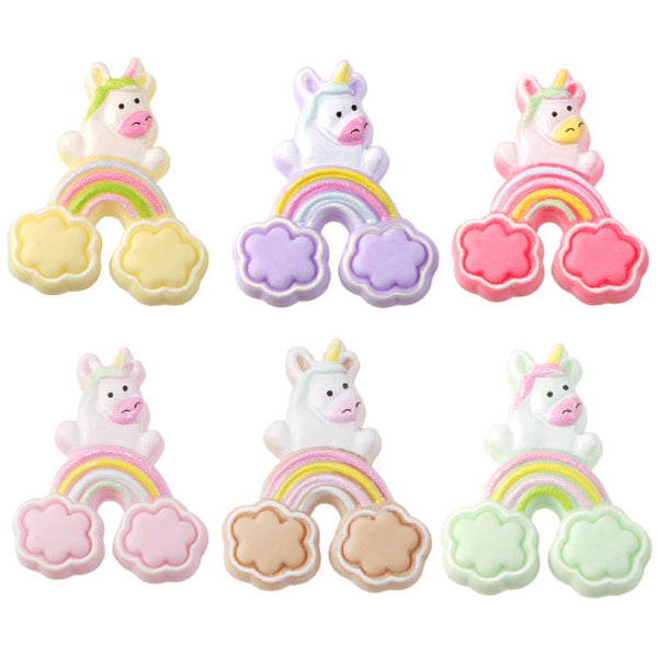 Resin Flat Back Charms, 10Pcs Cute Unicorn Rainbow Shape Resin Cabochons For DIY Crafts, Scrapbooking, Jewelry Making