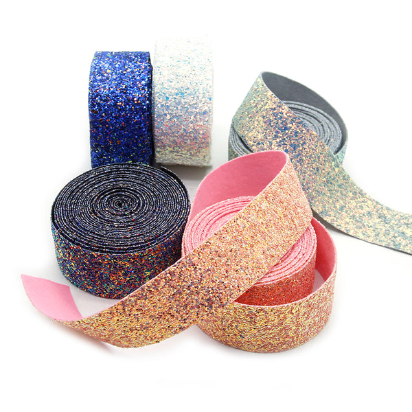 5yards/roll 38mm/1.5in Glitter Faux Leather Strap Synthetic Leather Strips Roll Single Face Leather Watch Straps For Jewelry Making DIY Craft Bracelets Belts Keychains Bag Sewing Decoration