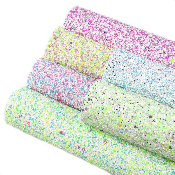 1pcs chunky glitter sequins Faux Synthetic Leather  7.7*12.9inch Fabric Sheets For DIY Bows, Waist Belt, Earrings, Handbag, Phone Case, Pencil Case ,Shoes Bags Artificial Leather Crafts Handmade Material