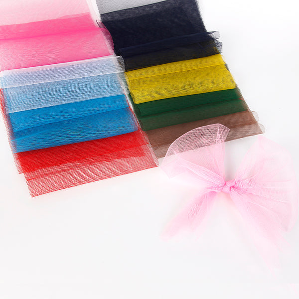 25 Yards/roll 5.9Inch/15cm Solid Color Mesh Ribbon Tulle Rolls For Bowknot Pet Tutu Skirt Sewing Crafting Fabric DIY Gift Wrapping Wedding Birthday Party Decor