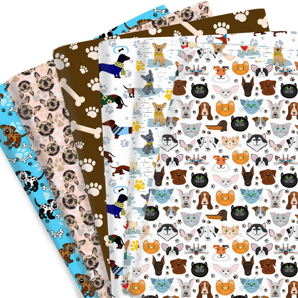 1pc Cute Dog Bone & Paw Animals Pattern Quilting Fabric-17.7x19.68inch(45x50cm) Polyester Cotton Craft Fabrics DIY Handmade Projects Doll Clothes Fabric Precut For Patchwork Craft(108gsm)