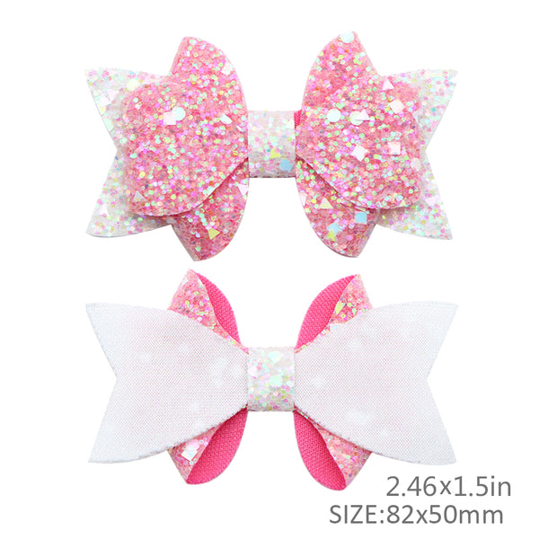 1pieces chunky glitter synthetic leather bowknot accessory