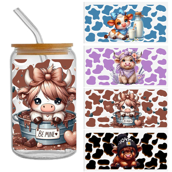 1pc Waterproof new arrival cow Multicolor cow pattern Series teach Sticker For 16oz Glass Cups,Uv Dtf Transfer Diy Crystal Label,Faith Cross Libbey Glass Wrap ,Vinyl Cup Wrap ,Uv Stickers Diy Sticker For Glass Bottle-High Quality Tumbler Furniture Cr