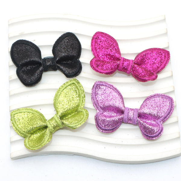 5pcs Butterfly Bow Glitter Faux Leather Bows Applique for Headband Hair Accessory DIY Craft Decoration