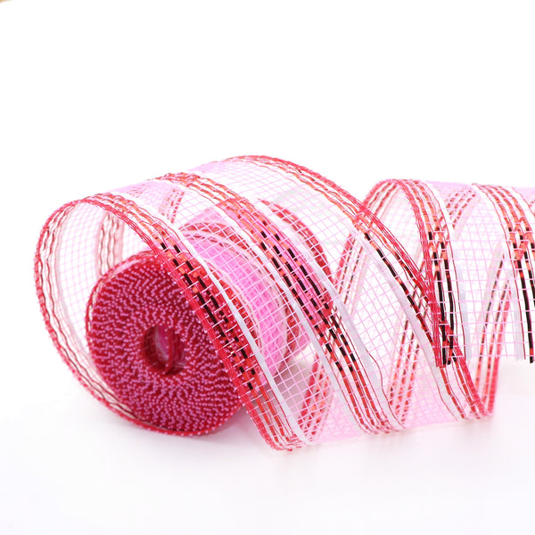 5 Yards Decorative Mesh Ribbon, Valentine Mesh Ribbon 65mm Mesh Ribbon Suitable For Holiday Parties, Birthdays Wreath Decorations