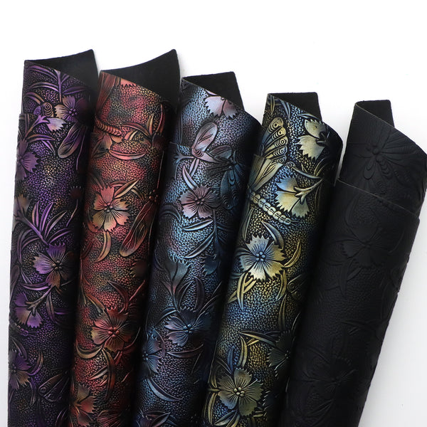 1Pc Bump Textured Faux Leather Roll Animals Butterfly Dragonfly Pattern 11.8x55.1inch Gradient Metallic Color Synthetic Leather Fabric Sheets for Earrings,Bags,Phone Case,Pencil Case,Wallet,Handbags,Making DIY Craft,Hair Accessories DIY Projects