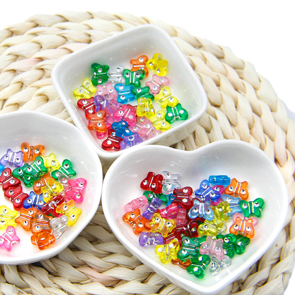 20g/pack about 90 pieces  butterfly shape beads 3d Planar Resin beads Acrylic Colored Beads Random color mixing For DIY Bracelet Necklace Jewelry Making Material