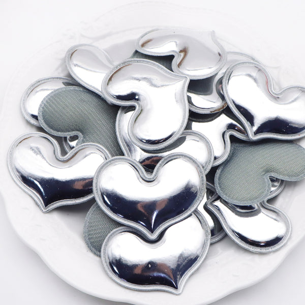 10pcs Silvery Hearts, Embossed Love Heart Patches, DIY Accessories For Hair Clips, Shoes, Hats