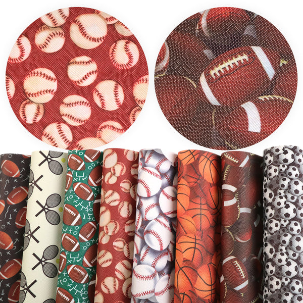 8pcs/set 7.87x12.99inch Football Faux Leather Set Printed Textured Synthetic Leather fabric for DIY Earrings Hair Bows Crafts