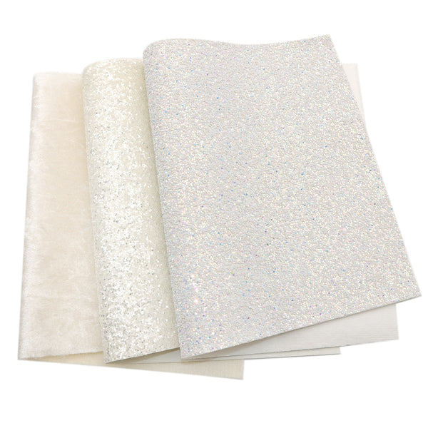 3pcs/set Chunky glitter sequins velvet Faux Synthetic Leather Set 7.7*12.9inch Fabric Sheets For DIY Bows Artificial Leather Crafts Handmade Material