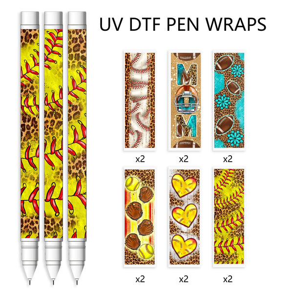 12pcs/set UV DTF Ball Sports Leopard Series Pen Wrapping Decals UV DTF Vinyl PVC Stickers Waterslide Epoxy Pen Wrapper PVE For Craft Pen Gift Custom Metal Plastic Stationery Sticker