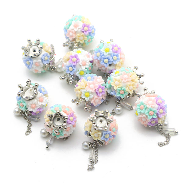 1pc Crown Flower  Polymer Clay Beads, Loose Spacer Beads, Beads With Hole, DIY Jewelry Making Supplies For Bracelet, Necklace, Earrings, Charm Bangle Crafts