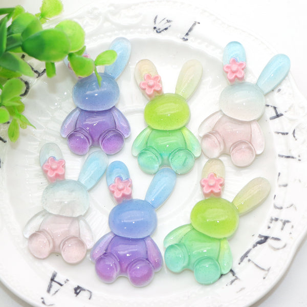 5Pcs Animals Series Acrylic Charms,Rabbit Shaped,Transparent 3D Flatback Resin Cabochons for DIY Jewelry, Earrings, Bracelets, Keychains, Festive Decor, Homemade Gifts, Phone Cases, Water Bottles, Hair Accessories