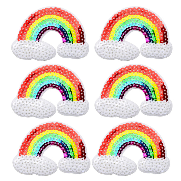 5Pcs Sequins Rainbow Clouds  Embroidery Patches, Appliques Badges,Perfect For Clothing ,Jeans, Shoes, Bags, Hats,Caps Repair and DIY Decorations,Ideal Gift Choice