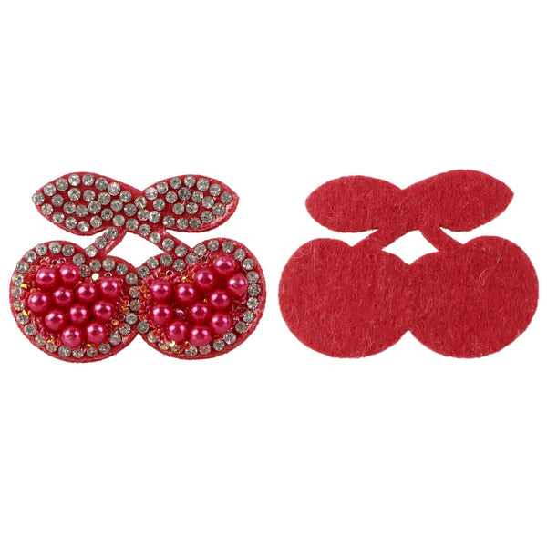 2pcs fruit -cherry Rhinestone No Back Adhesive Cloth Stickers, Shoes, Cap, Bag, Hairpin And Cloth Accessories，diy Handmade clothing hats hair accessories decorations