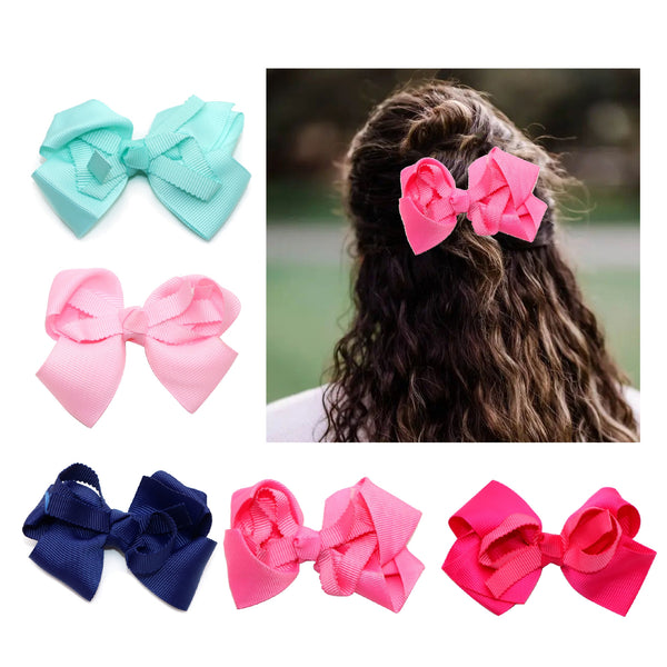 5Pcs Grosgrain Ribbon Hair Bows(Without Clips), Pigtail Hair Ties Ponytail Bow Knot, Hair Accessories Tiny Bows Ideal Choice for Gifts