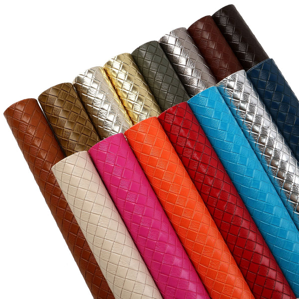 1pcs solid Bump Texture Weaved Faux Synthetic Leather  7.7*12.9inch Fabric Sheets For DIY Bows, Waist Belt, Earrings, Handbag, Phone Case, Pencil Case ,Shoes Bags Artificial Leather Crafts Handmade Material