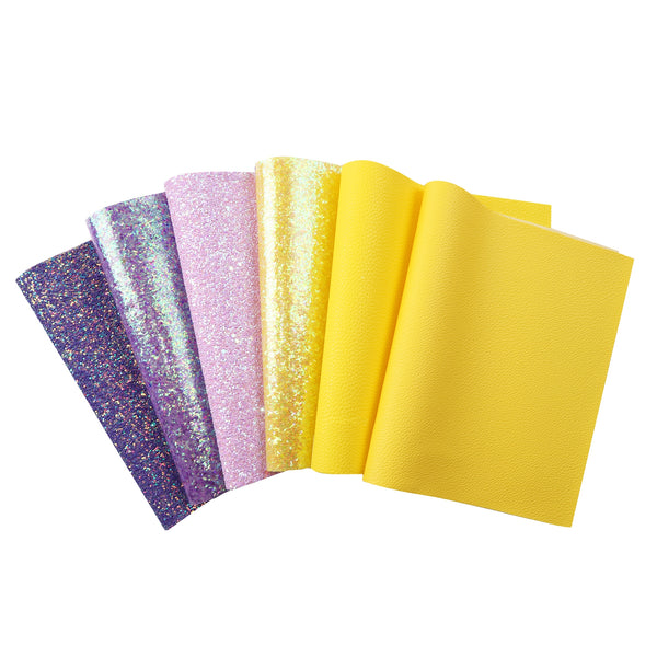 Faux Synthetic Leather Set 6piece/set 7.7*12.9inch Fabric Sheets For DIY Bows Leather Crafts Handmade Material