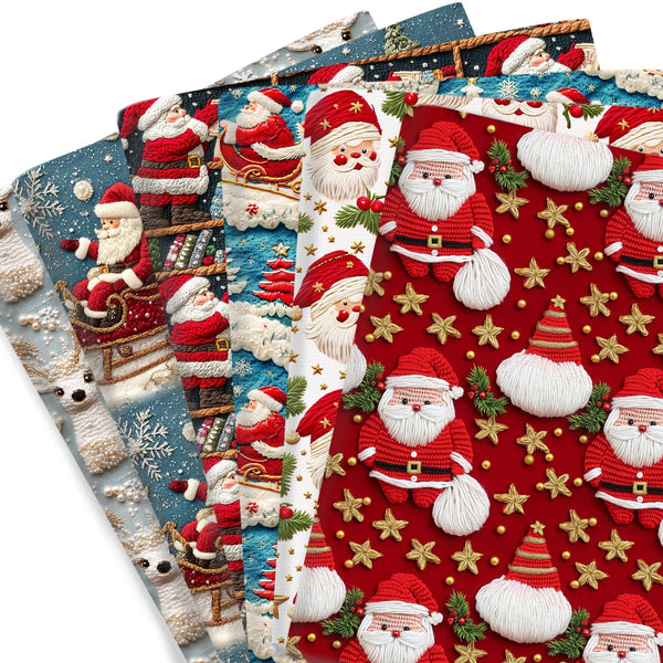 1pc Christmas Charm Series Pattern Quilting Fabric-Santa Claus & Deer Pattern,3D Embroidery Look 17.7x19.68inch(45x50cm) Polyester Cotton Craft Fabrics DIY Handmade Projects Doll Clothes Fabric Precut For Patchwork Craft(108gsm),1Yc56478