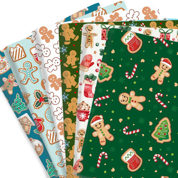 1pc Christmas Gingerbread Man Series Pattern Quilting Fabric-17.7x19.68inch (45x50cm) Polyester Cotton Craft Fabrics DIY Handmade Projects Doll Clothes Fabric Precut For Patchwork Craft(108gsm)