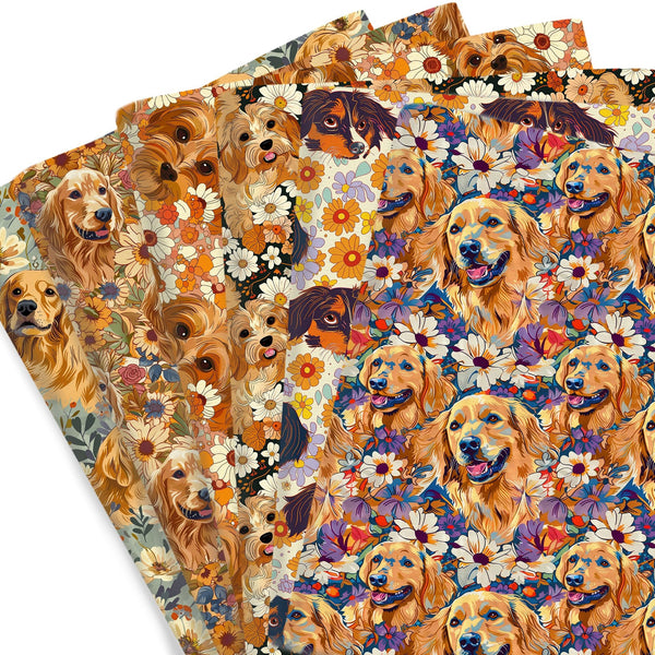 1pc Flower Dogs Series Puppy Pattern Quilting Fabric-17.7x19.68inch(45x50cm) Polyester Cotton Craft Fabrics DIY Handmade Projects Doll Clothes Fabric Precut For Patchwork Craft(108gsm)