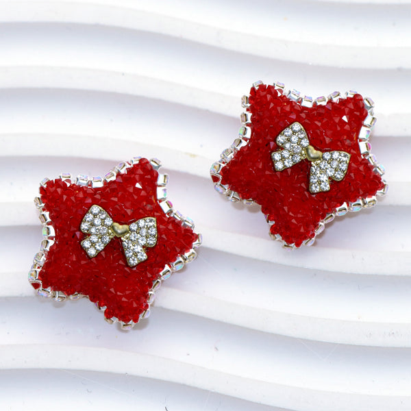 1pcs Sparkling Rhinestone star  Beads ,   with bow Acrylic star & Sugar Cube Charms with Rhinestones for Phone Chains and Jewelry Crafting Jewelry Bead pen Making Keychains & Crafts