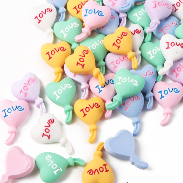 10Pc random color letters heart love 3D Resin Cabochons - Flat Back Charms For Diy Scrapbooking, Jewelry Making & Craft Decorations