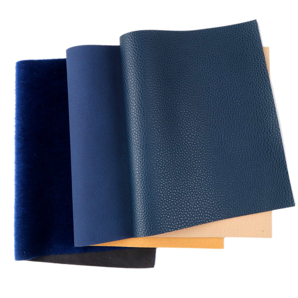 3pcs/set 7.87x12.99inch Solid Color Blue Series Faux Leather Set Textured Synthetic Leather fabric for DIY Earrings Hair Bows Crafts