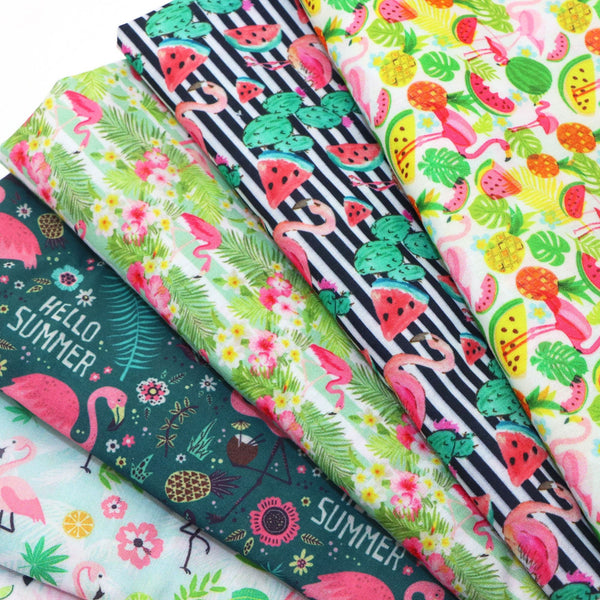 1pc 19.68x17.7inch Summer Flamingo With Flower Floral Fruit Pattern Quilting Fabric Cotton Craft DIY Handmade Doll Clothes Fabric Precut For Patchwork DIY Handmade Craft Sewing Supplies