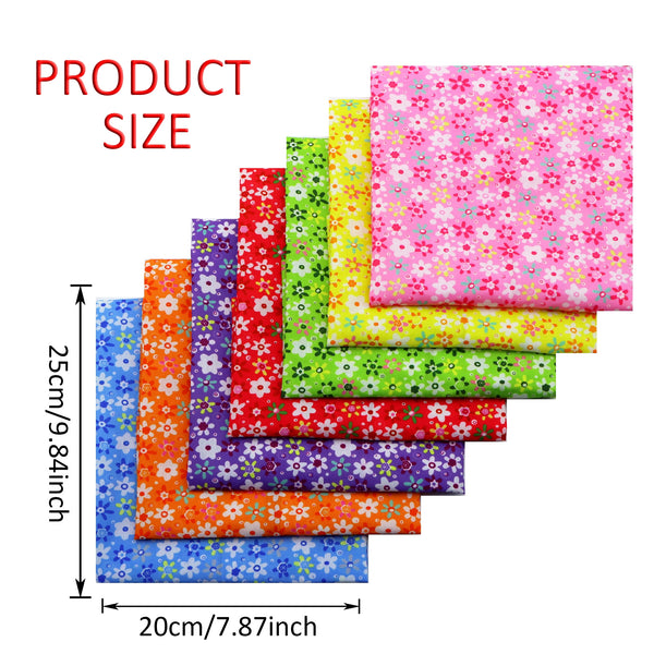 Coloful Flower Floral 7pcs 9.84x7.87inch plaid grid Fat Quarter Fabric Bundles Cotton Quilting Cotton Craft Fabric Pre-Cut Squares Sheets For Patchwork Sewing Quilting Crafting