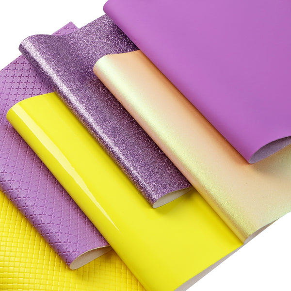 6pcs/set 7.87x12.99inch Solid Color Series Faux Leather Set Glitter Bump Textured Synthetic Leather fabric for DIY Earrings Hair Bows Crafts