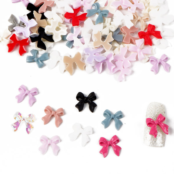 20pcs/pack Mini Resin Bow Charms in Assorted Colors - Nail Accessories Inlaid Small Sequins for Nail Art Decorations DIY Hair Clip & Garment Embellishments,  Diy Material Mobile Phone Case   headwear decoration Accessories