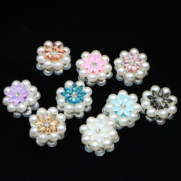 1Pc Rhinestone Faux Crystal Pearl Beads Blossom Flower Shaped Loose Spacer Beads with Hole for Jewelry Making DIY Costumes Accessories Bracelet Necklace Chain Earrings Charm Bangle Decors Craft Supplies