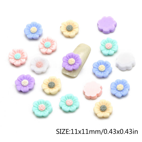 50Pcs Flower Nail Charms Acrylic Beads Cabochon For Crafts Flatback Skeleton Shape Stones for DIY Nail Decoration Colors and Designs