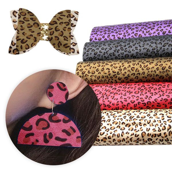 1pcs leopard Faux Sheepskin Synthetic Leather  7.7*12.9inch Fabric Sheets For DIY Bows, Waist Belt, Earrings, Handbag, Phone Case, Pencil Case ,Shoes Bags Artificial Leather Crafts Handmade Material