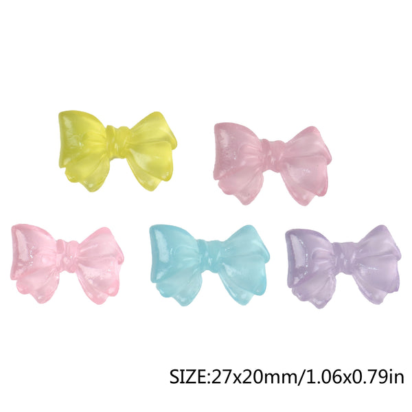 10Piece Transparent Bowknot 3D Resin DIY Hair Bow Wedding Scrapbook Accessories Crafts Cabochon Charms