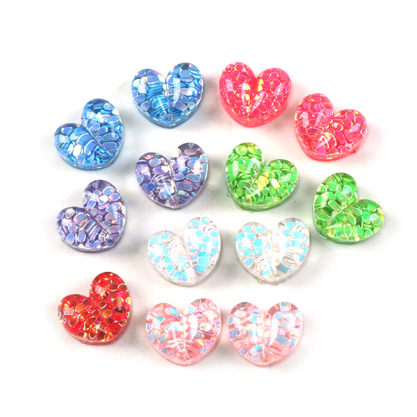 10Pcs/lot Mix Color Heart Happy Valentine's Day Holiday Chunky Glitter Sequins Filled 3D Acrylic Resin Cabochon Charms Glitter Animal Shape Ornament DIY Crafts Phone Shell Case Keychain Fridge Magnet Crafting Jewelry Accessory Making Supplies