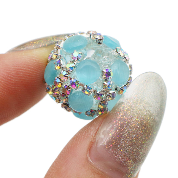 1Pc Rhinestone Faux Crystal Beads Opal Effect Round Loose Spacer Beads with Hole for DIY Beaded Pen Accessories Flowers Jewelry Making DIY Bracelet Necklace Chain Earrings Charm Bangle Decors Craft Supplies